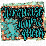Turquoise Junkie Queen Cheetah Orange Bleached Orange Tee or Sublimation Transfer