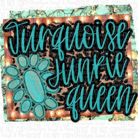 Turquoise Junkie Queen Cheetah Orange Bleached Orange Tee or Sublimation Transfer