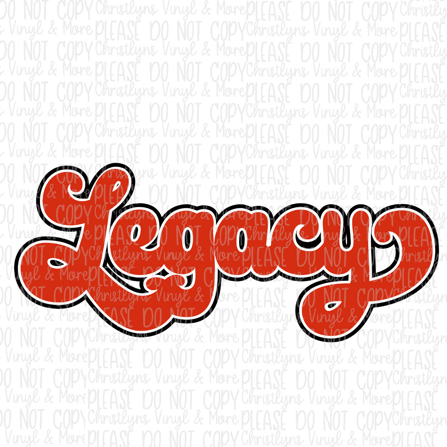 Legend Legacy Red Retro Matching White Tees or Sublimation Transfer