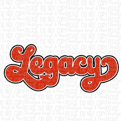 Legend Legacy Red Retro Matching White Tees or Sublimation Transfer