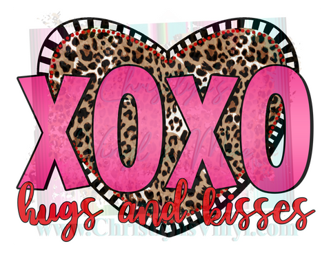 XOXO Cheetah Heart Valentine Sublimation Transfer