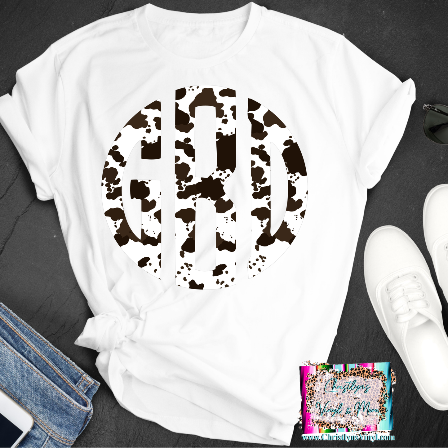 Cow Print Monogram Sublimation Transfer