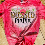 Blessed Mama Nana Floral Transfer only or Bleached Or Solid Tee
