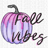 Fall Vibes Pumpkin Halloween Pink Purple Sublimation Transfer, Shirt, or Digital Download