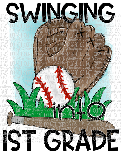 Swinging Into School Grades Baseball Sublimation Transfers