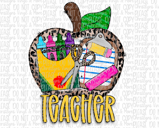 Teacher Leopard Heart School Sublimation Transfer