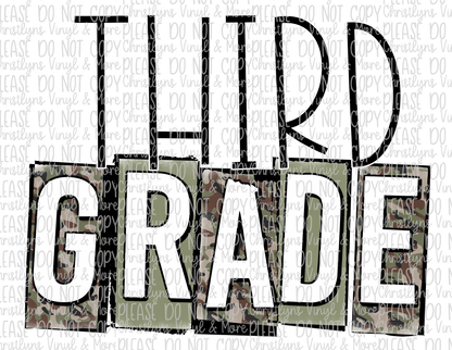 Camo School Grades Sublimation Transfers