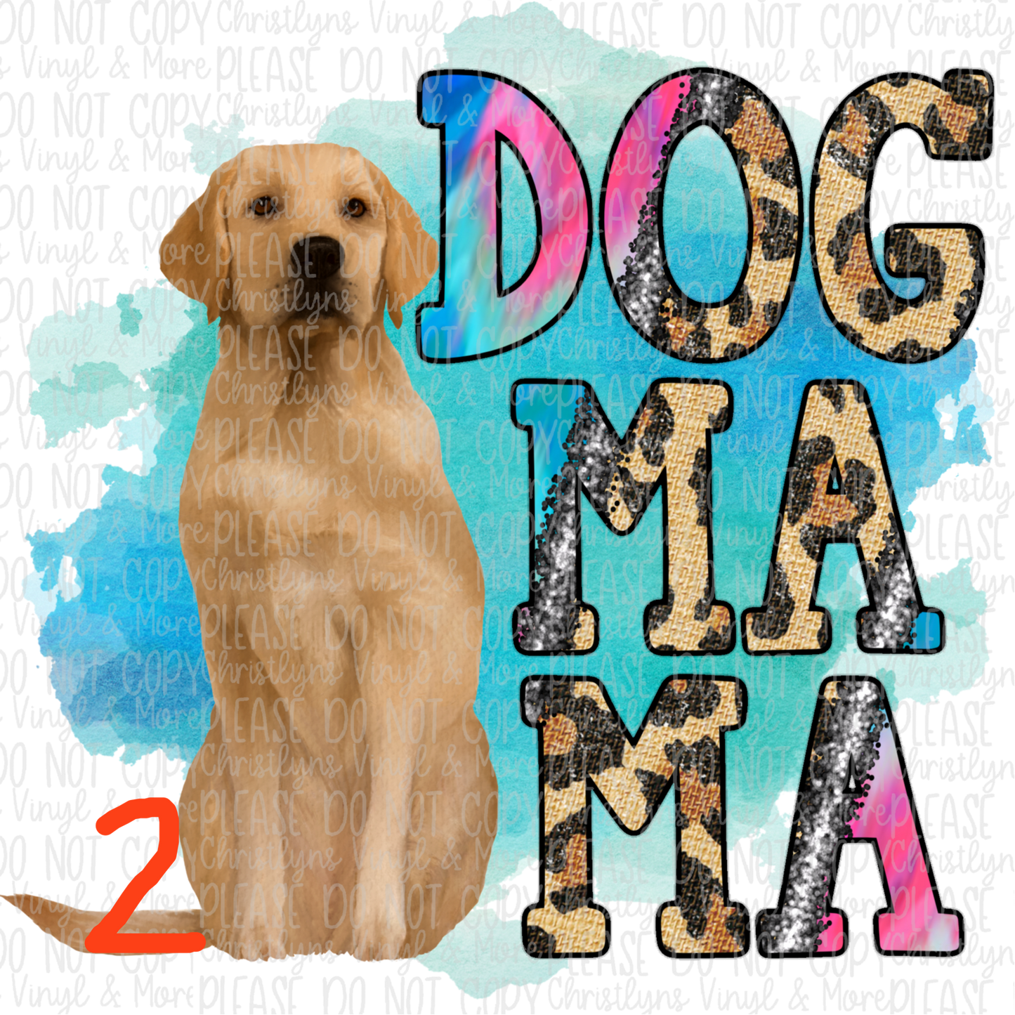 Dog Mama Ombre Cheetah Blue Sublimation Transfer