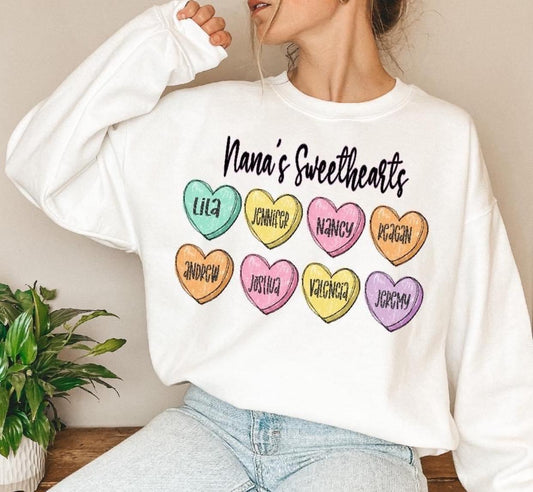 Valentine Candy Hearts Any Name Sweatshirt or Long Sleeve Tee