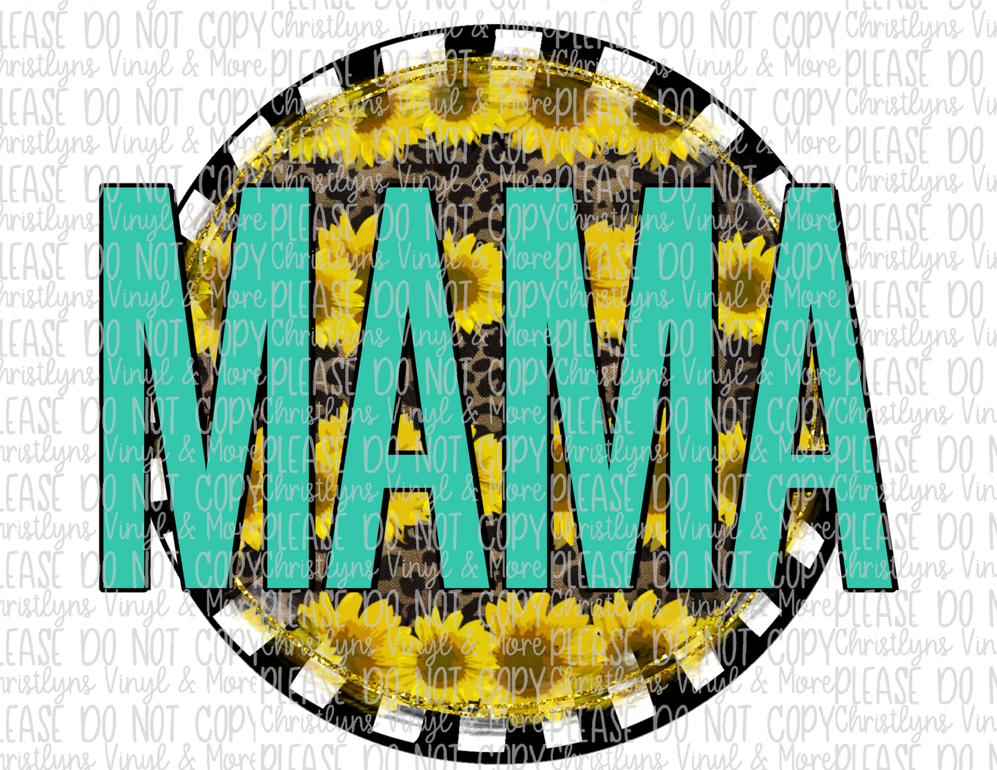 Mama Mini Sunflower Leopard Circle Matching Sublimation Transfer