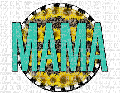 Mama Mini Sunflower Leopard Circle Matching Sublimation Transfer