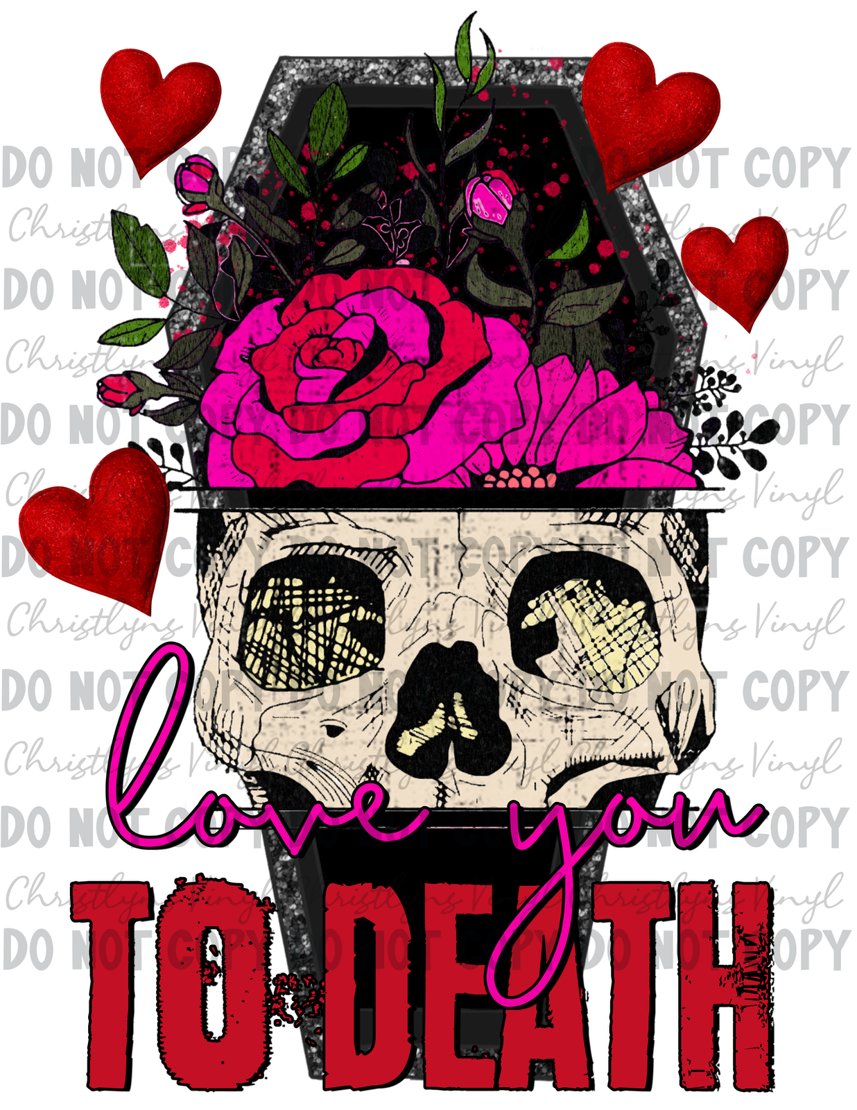 Valentines Skulls Sublimation Transfer