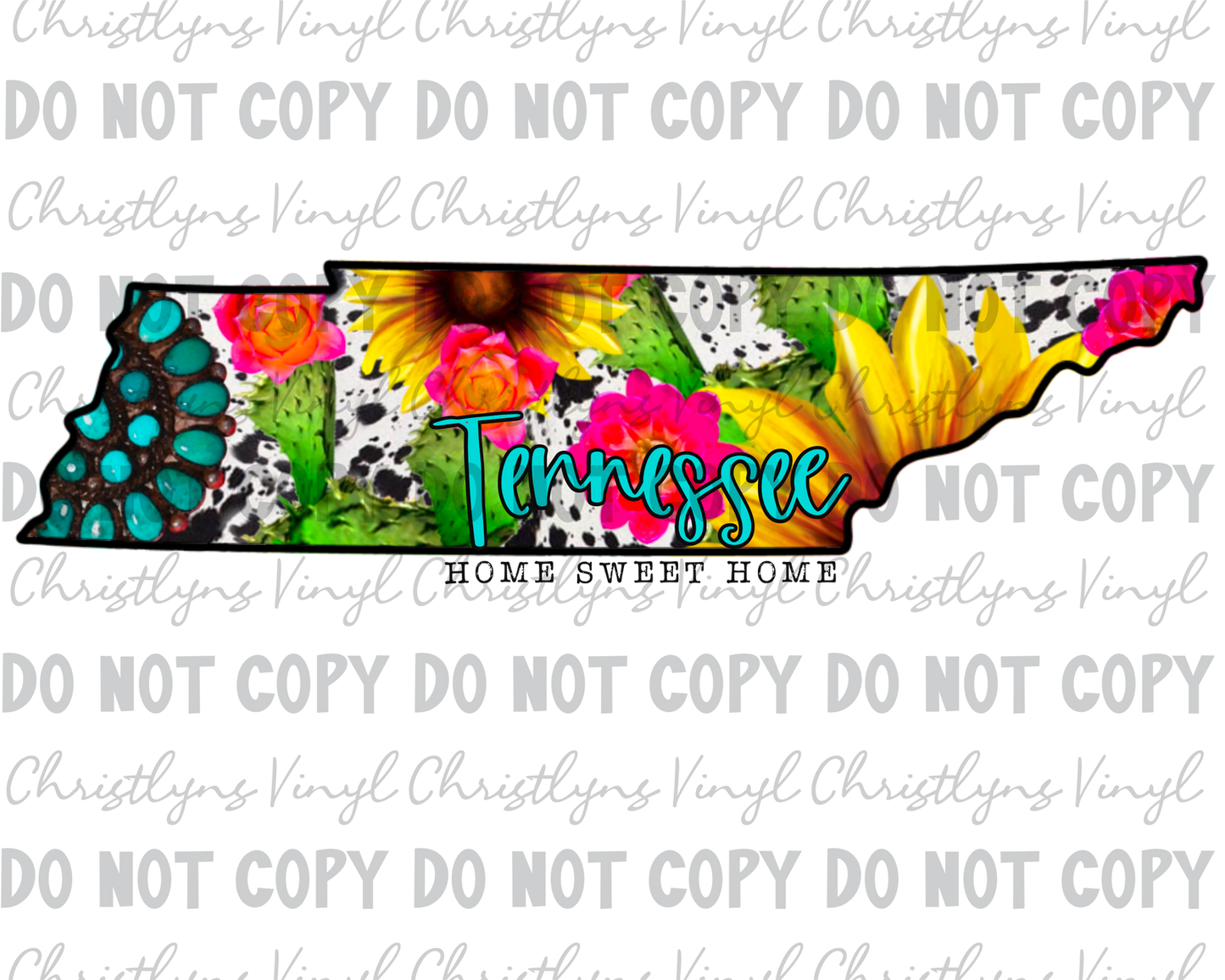 Name Turquoise Sunflower States Sublimation Transfer