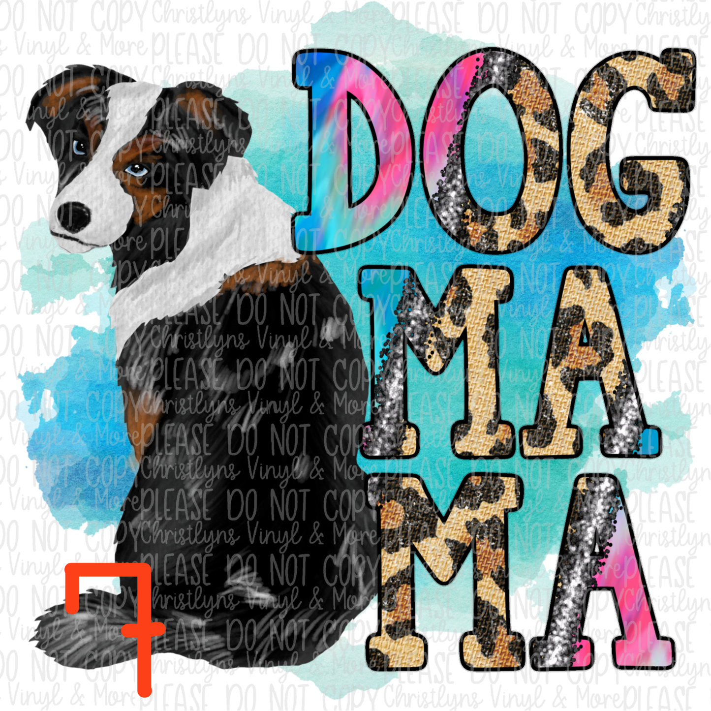 Dog Mama Ombre Cheetah Blue Sublimation Transfer