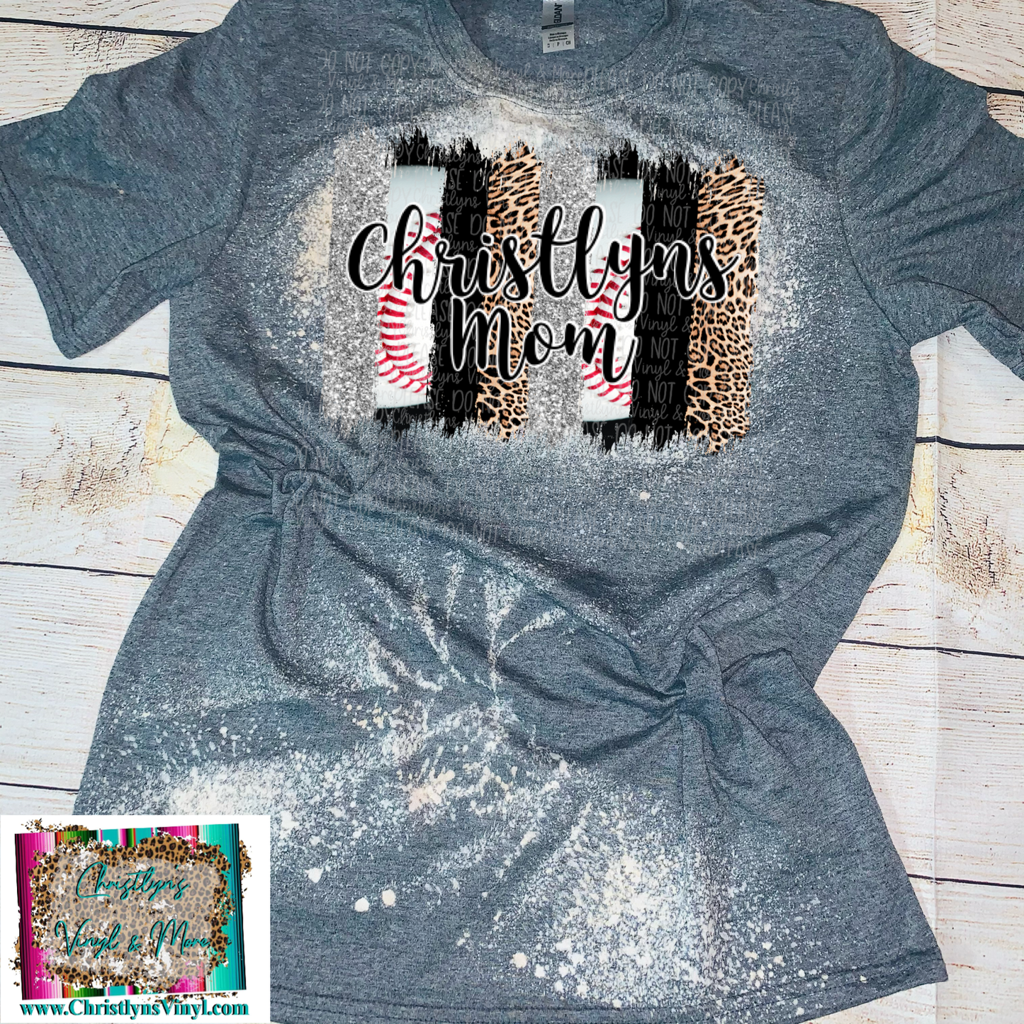 Baseball Cheetah Brushstrokes Custom or Blank Sublimation Transfer or Bleached Tee