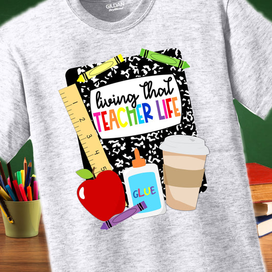 Teacher Comp Book Apple Sublimation Transfer or Ash Grey Tee