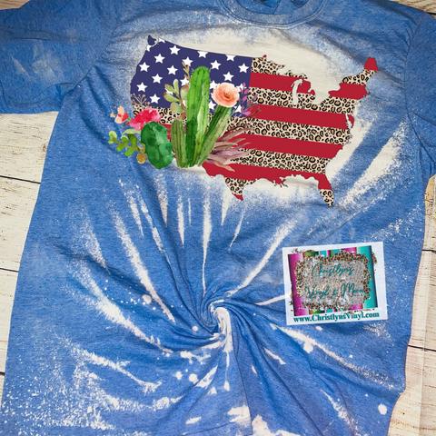 USA Freedom Blue Bleached Tees or Sublimation Transfer