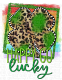 Happy Go Lucky Clover Rainbow Cheetah Bleached Tee or Sublimation Transfer