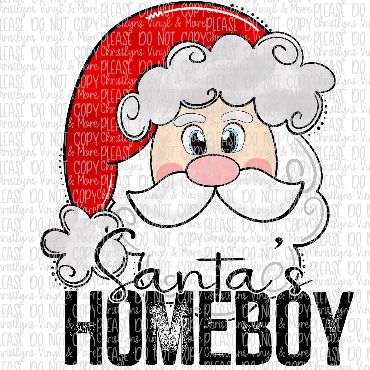 Santa’s Homeboy Christmas Sublimation Transfer or White Tee