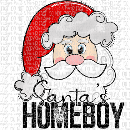 Santa’s Homeboy Christmas Sublimation Transfer or White Tee