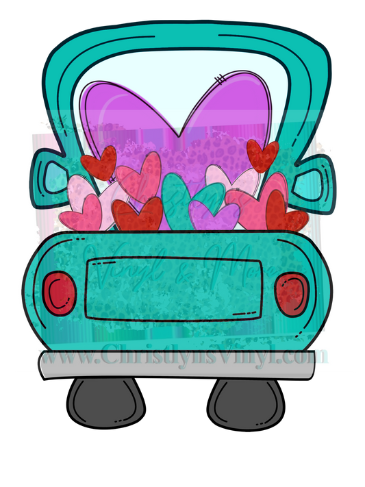 Teal Valentine Truck Sublimation Transfer