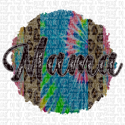 Mama Tie Dye Leopard Circle Grunge Sublimation Transfer