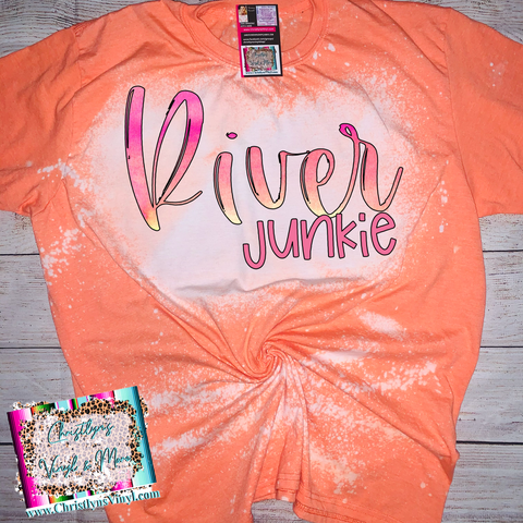 River Junkie Ombré Pink Orange Bleached Orange Tee or Sublimation Transfer