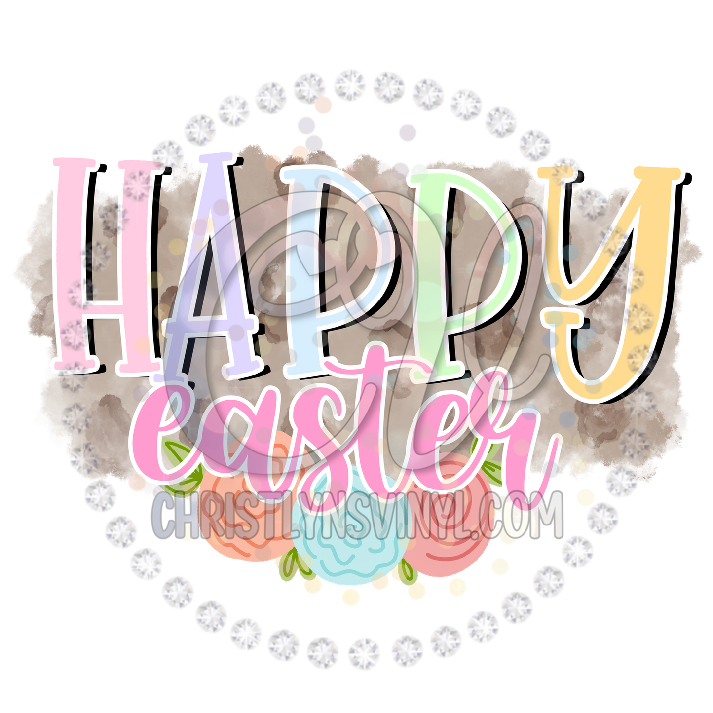 Happy Easter Flowers Sublimation Transfer