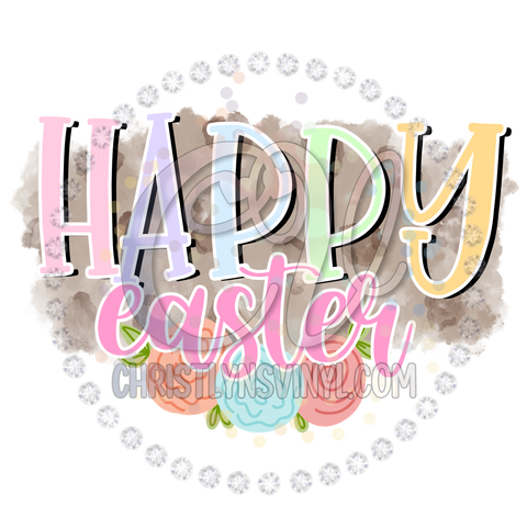 Happy Easter Flowers Sublimation Transfer