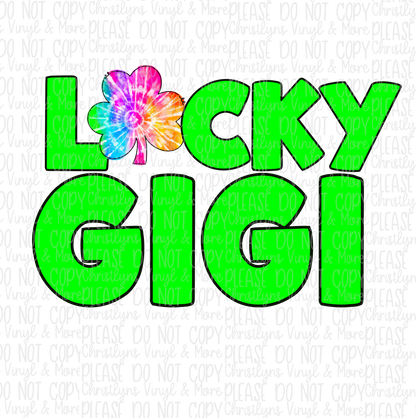 Lucky Tie Dye Clover Name St Patrick’s Day Bleached Tee or Sublimation Transfer