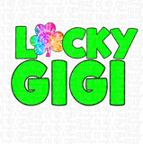 Lucky Tie Dye Clover Name St Patrick’s Day Bleached Tee or Sublimation Transfer
