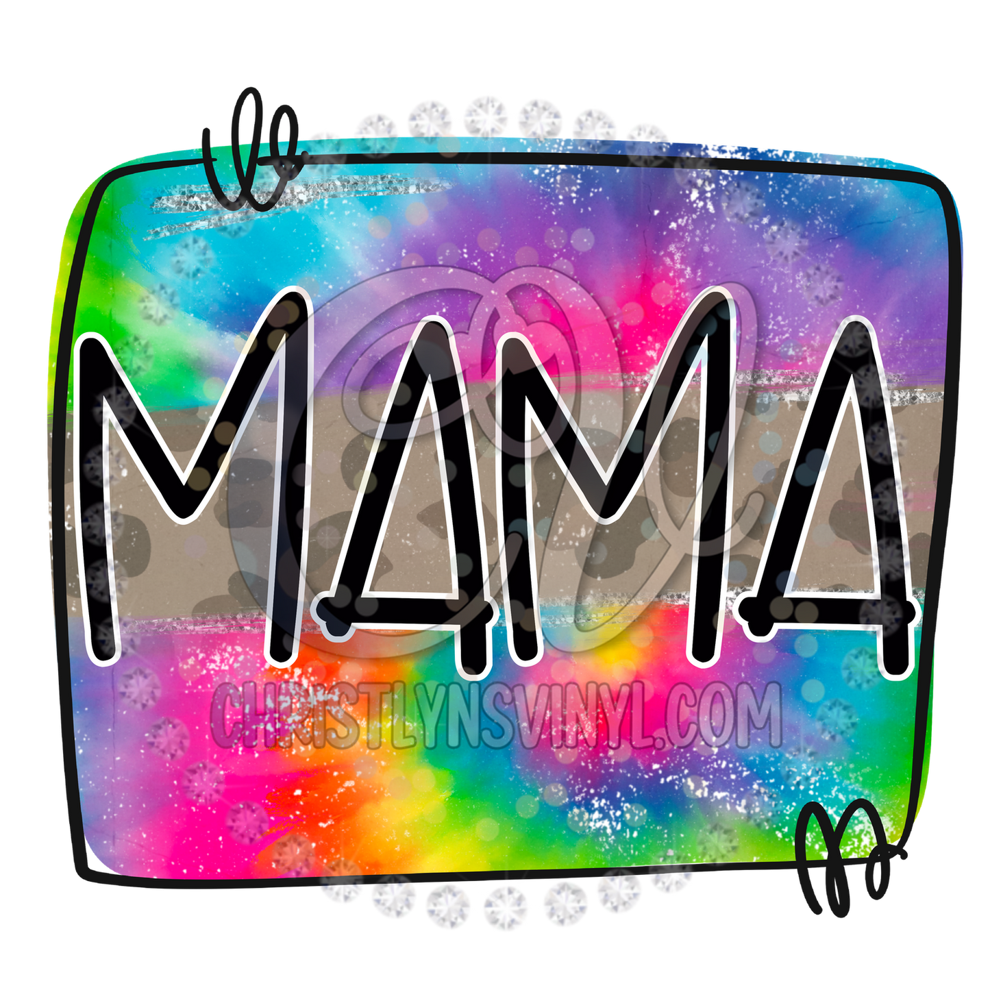 Mama Mini Hustler Tie Dye Neon Cute Sublimation Transfer