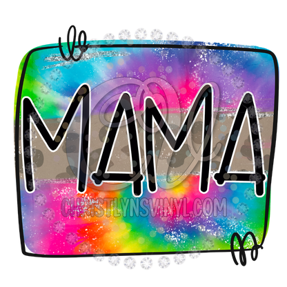 Mama Mini Hustler Tie Dye Neon Cute Sublimation Transfer