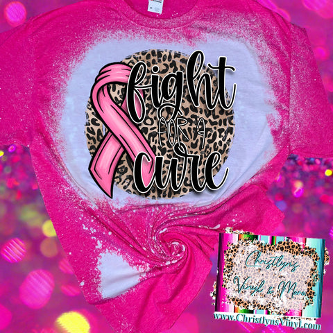 Fight for a Cure Leopard Pink Breast Cancer Fall Bleached or Solid Shirt Transfer Sublimation