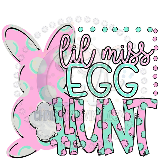 Girl Easter Bunny Hunt is On Sublimation Transfer