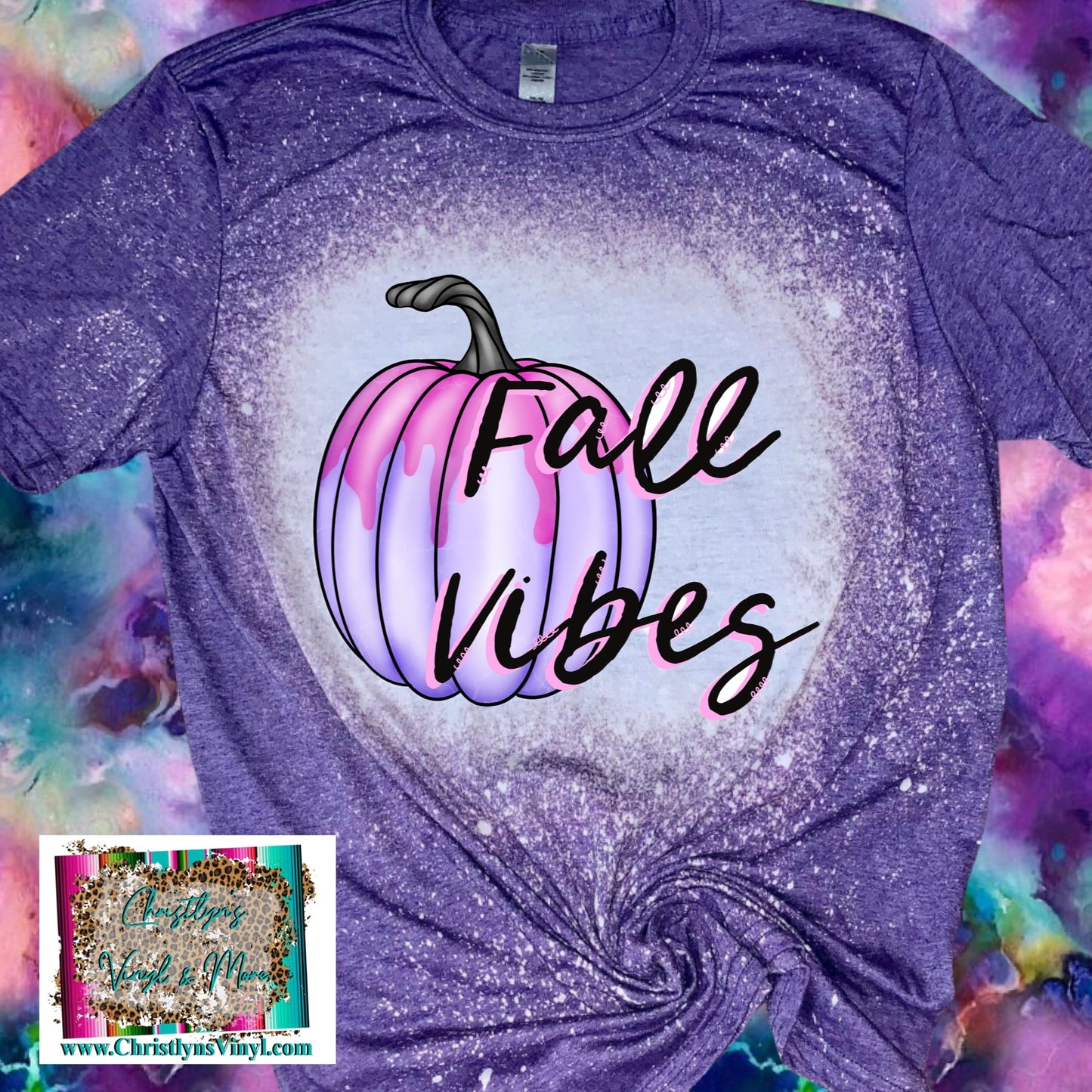 Fall Vibes Pumpkin Halloween Pink Purple Sublimation Transfer, Shirt, or Digital Download