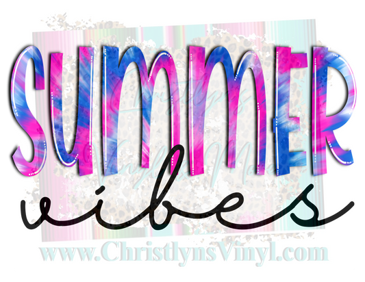 Summer Vibes Pink Blue Summer Sublimation Transfer