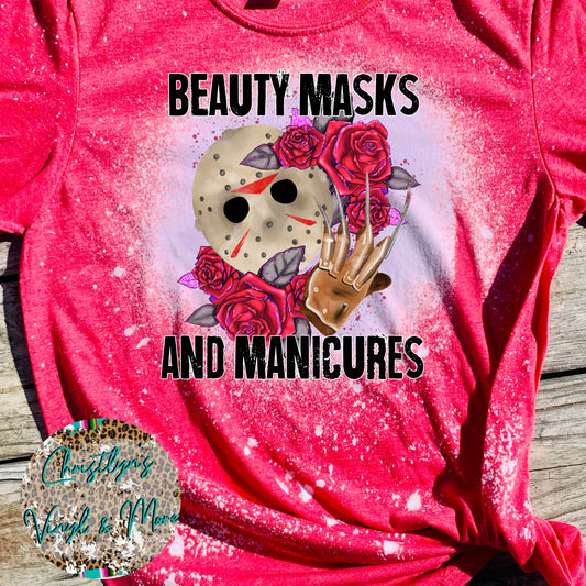 mauve bleached tee wholesale sale shirts t-shirt cute fall halloween bleached shirts 2021 sublimation transfers cheap mint bleached fall sale transfers MTO freddy jason masks horror 