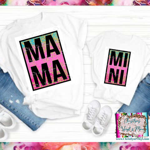 Mama Mini Rainbow Matching Tees or Sublimation Transfer