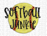 Softball Junkie Mom Bleached Tee or Sublimation Transfer