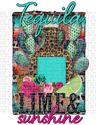 Tequila Lime and Sunshine Cactus Sublimation Transfer