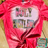 Holy Hustler Ombre Cheetah Sublimation Transfer or Red Bleached Tee