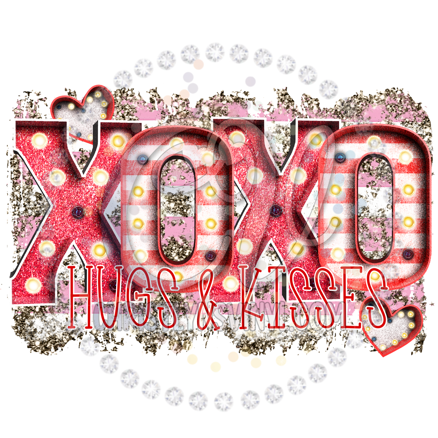 XOXO lights hugs and kisses Valentines Sublimation Transfer