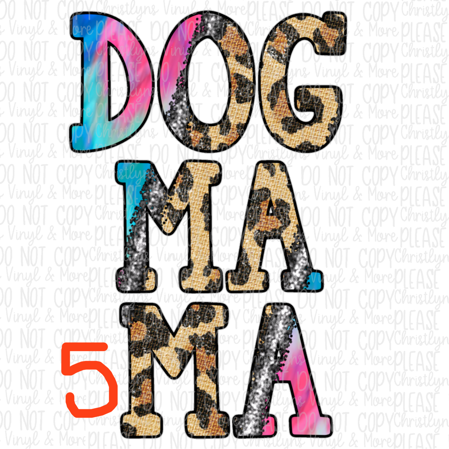 Dog Mama Ombre Cheetah Blue Sublimation Transfer