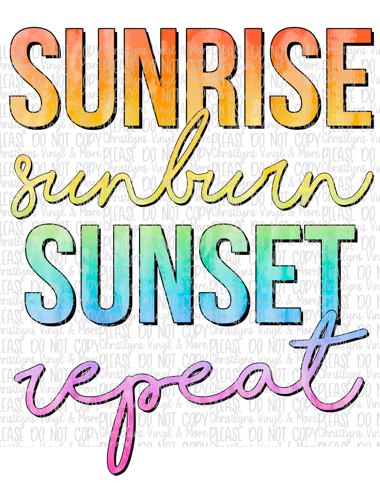 Sunrise Sunburn Sunset Repeat Ombré Sublimation Transfer