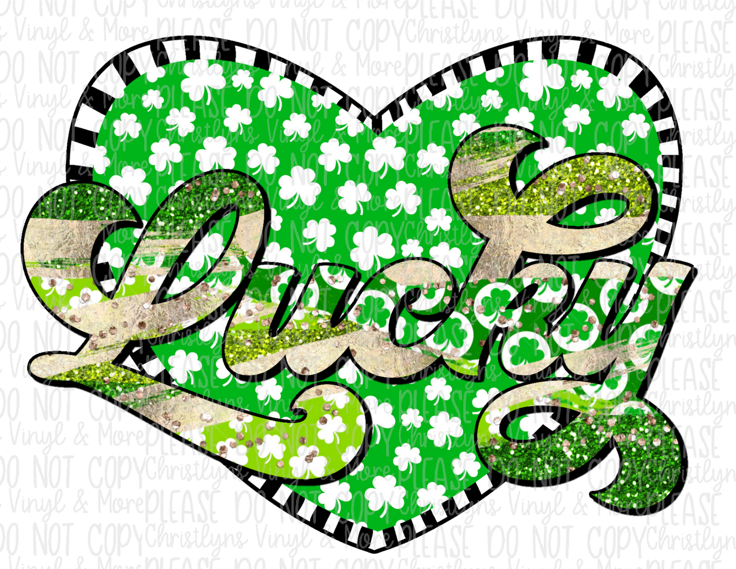 Lucky Gold Clover Heart St Patrick’s Day Sublimation Transfer