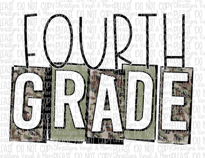 Camo School Grades Sublimation Transfers