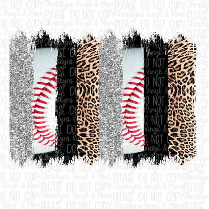 Baseball Cheetah Brushstrokes Custom or Blank Sublimation Transfer or Bleached Tee