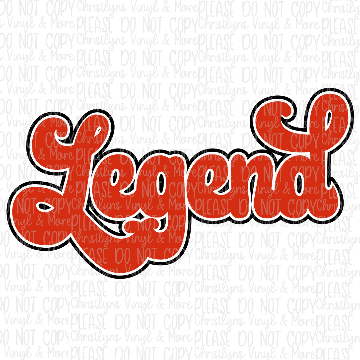 Legend Legacy Red Retro Matching White Tees or Sublimation Transfer