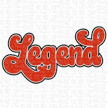 Legend Legacy Red Retro Matching White Tees or Sublimation Transfer